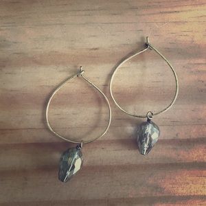 Teardrop Gem Hoop Earrings